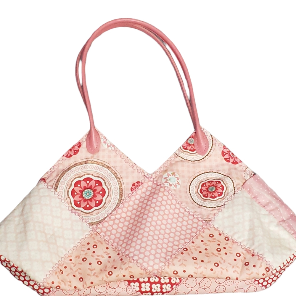 Boho Patchwork Handmade Purse Handbag Pink Cream Red